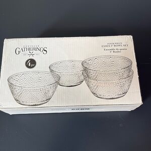 New In Box Godinger Gatherings Four Piece Essex Bowl Set. Box Shows Wear